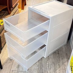 ② Fits フィッツ 浅深3段ケース クローゼットケース 衣装ケース チェスト 白 ホワイト 横幅39cm 奥行53cm 高さ62.5cm★買取帝国 志木店の画像