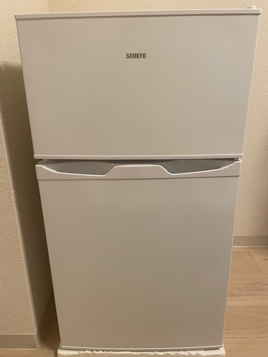 SAMKYO 冷蔵庫 一人暮らし 小型 95リットル 2ドア 家庭用 耐熱天板 小型 左右開式 静音 白色