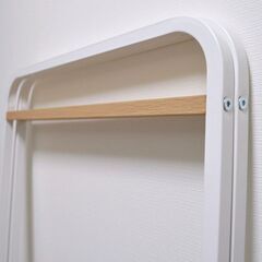  木目調 折りたたみ室内物干し 屏風型 ホワイトの画像