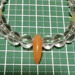 ペリドット&水晶&シトリン　勾玉付き　金運・浄化　ブレスレット　16cm♦︎▼の画像