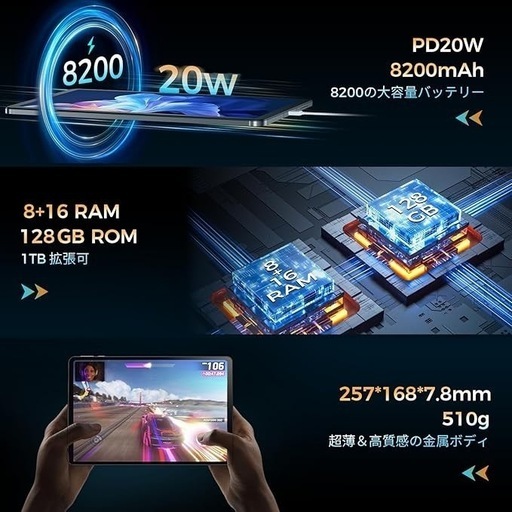 RebotAi タブレット Android 15【最新8コアHelio G100搭載】11インチ Wi-Fiモデル