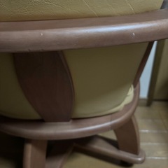 【同商品2点同時購入の方は大幅値引き】　好きな布でDIY も！　360度　回転式ダイニングチェア　回転チェア　食卓椅子  キャスター　ベージュ　木製　ウッド　クリーム　アームチェア　イエローベージュ　の画像