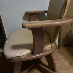 【同商品2点同時購入の方は大幅値引き】　好きな布でDIY も！　360度　回転式ダイニングチェア　回転チェア　食卓椅子  キャスター　ベージュ　木製　ウッド　クリーム　アームチェア　イエローベージュ　の画像