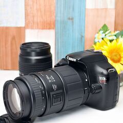 【全国送料無料】 Canon EOS Kiss X50✨ カメラバッグ付き✨ 超望遠 ダブルレンズセット ズームセット✨ 届いたらすぐに使えます✨ キヤノン キャノンの画像