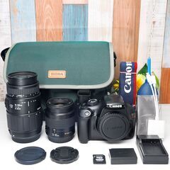 【全国送料無料】 Canon EOS Kiss X50✨ カメラバッグ付き✨ 超望遠 ダブルレンズセット ズームセット✨ 届いたらすぐに使えます✨ キヤノン キャノンの画像
