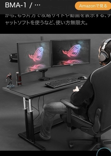 バウヒュッテ ロングモニターアーム 2GS デュアル  BMA-2GS-BK