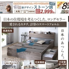 【大容量収納】ゾーンコイルマットレス付き ダブルの画像