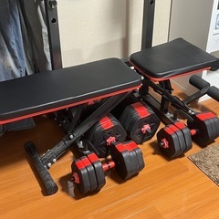 可変ダンベル、トレーニングベンチセットの画像
