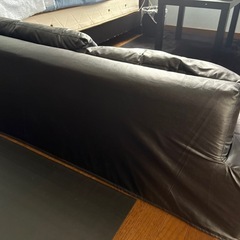 (取引中)ローソファー　ブラックレザーの画像