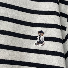 LOGOS くま刺繍 ボーダートップス LLサイズの画像