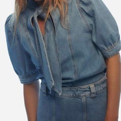 ZARA  リボンデニムトップスの画像