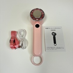 新品　冷却プレート機能　ハンディファン 3段階風力調節　ピンク　USB充電式 の画像