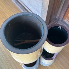 2個セット　竹筒　二重切　花器　の画像