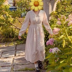 レトロ　ワンピース 大正ロマ パールネックドレス ヴィンテージ風の画像