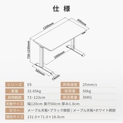 FLEXISPOT スタンディングデスク (脚ブラック+天板メープル, E9)の画像