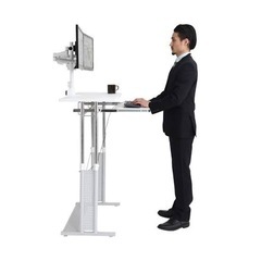 Bauhutte (バウヒュッテ) 昇降式 スタンディングデスク ホワイト (幅100cm×奥行45cm) BHD-1000H-WH【9月上旬受け渡し】の画像