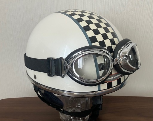 ◼️ヘルメット 半キャップ ゴーグル付き 57-59cm (ひろさん