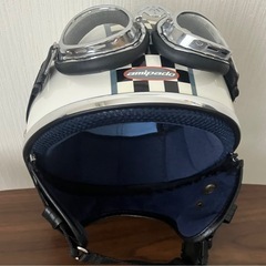 ◼️ヘルメット 半キャップ ゴーグル付き 57-59cmの画像