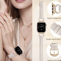 【新品】Apple Watch バンド レザー ラインストーン ピンクゴールド パールベージュの画像