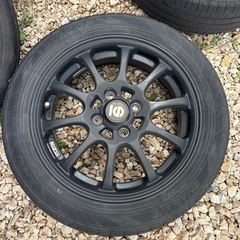 【ガリ傷なし・マット素材】ホイール　タイヤ　4本セット　sparco スパルコ　15インチ　165/60R15 77H 4穴　ブラックホイール　ハスラーの画像