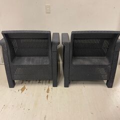  24870  ラタン調ガーデンチェア2脚セット    ◆大阪市内・東大阪市他 6,000円以上ご購入で無料配達いたします！◆ ※高槻・枚方方面◆西宮・尼崎方面◆生駒方面　それぞれ条件付き無料配送あり！            の画像
