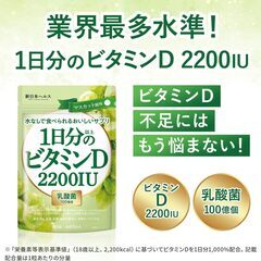 新日本ヘルス 1日分以上のビタミンD 2200IU 乳酸菌100億個 60粒の画像