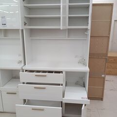 リユースのサカイ栃木店★ジモティ割あり★ NITORI 食器棚 ホワイト W100×D42×H190 クリーニング済み TC10250の画像