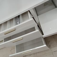 リユースのサカイ栃木店★ジモティ割あり★ NITORI 食器棚 ホワイト W100×D42×H190 クリーニング済み TC10250の画像
