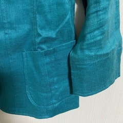 ターコイズ ボタン付きジャケット麻入　11号 の画像