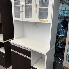 配送可【食器棚 ホワイト】★ クリーニング済 【管理番号11708】桒