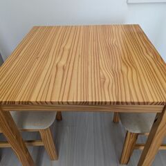 ダイニングテーブルセット 2人掛け（3点） パイン無垢材の画像