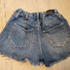 デニム ブルー 半ズボン ショートパンツ 短パン ダメージ加工 子供服 キッズの画像