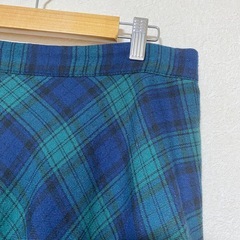 【ハニーズ】 チェック フレア 青　緑　スカート　ロングスカート　M 膝丈の画像