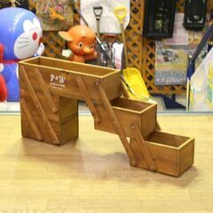 木製 3段収納 garden & work 幅36～92×奥行12×高さ29cm プランター 工具箱 ディスプレイラック 小物入れ スライド 変形 札幌市 清田区 平岡の画像
