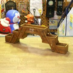 木製 3段収納 garden & work 幅36～92×奥行12×高さ29cm プランター 工具箱 ディスプレイラック 小物入れ スライド 変形 札幌市 清田区 平岡の画像
