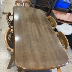 ☆値下げ☆H2508-483 TOYO 6人掛けダイニングテーブルセット バラ売り不可 中古 天板キズありの画像