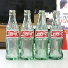Coca-Cola 空き瓶 190mL×4本 Coke リターナブル瓶 赤ラベル 白波ライン インテリア コレクション オブジェ 1990年頃 札幌市 清田区 平岡の画像