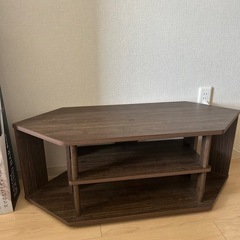 朝日木材加工 テレビ台 コーナーラック atra 43型 幅100cm ブラウン 支柱木製 縦型収納 コーナー対応 AMA-4010CR-DBの画像