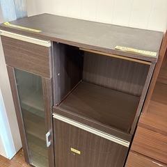 配送可【食器棚 ブラウン】※表面キズ・擦れアリ★ クリーニング済...