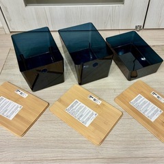 イケア IKEA クッギス KUGGIS ふた付きボックス ブルー 3個セットの画像