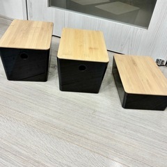 イケア IKEA クッギス KUGGIS ふた付きボックス ブルー 3個セットの画像