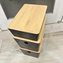 イケア IKEA クッギス KUGGIS ふた付きボックス ブルー 3個セットの画像