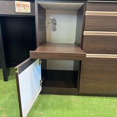 【愛品館八千代店】松田家具　スライド扉キッチンボード　117DBRの画像