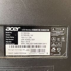 🔥🔥期間限定・設置無料有り🔥🔥Acer 18.5インチワイド液晶モニター G196HQL bd / VGA・DVI対応モデルの画像