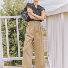 【新品同様】GU ベルテッドワイドパンツ　同布ベルト付　ミントグリーン　Mの画像