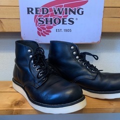 レッドウィング ソール交換済み! REDWING プレーントゥ 黒色　7ハーフ　ブーツの画像