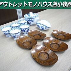 茶器揃 畑萬陶苑 角萬印 唐子絵 宝瓶 湯冷まし 湯呑 作不明茶...