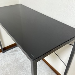 ニトリ スリムデスク 100FT-BK 黒 強化ガラス　机の画像