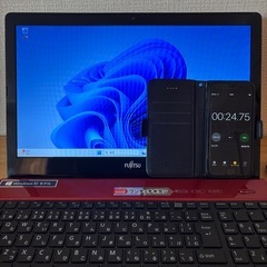 【高級感ルビーレッド】富士通 FMV AH45/WR(竹）｜Win11・SSD・メモリ8GB・Office互換・AIアシスタント搭載の画像