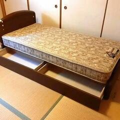 フランスベッド　シングル　木製 収納付　マットレス セット　使用頻度少ない　輸送も可能です。の画像